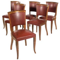 Set of 6 French Art Deco Period Dining Chairs