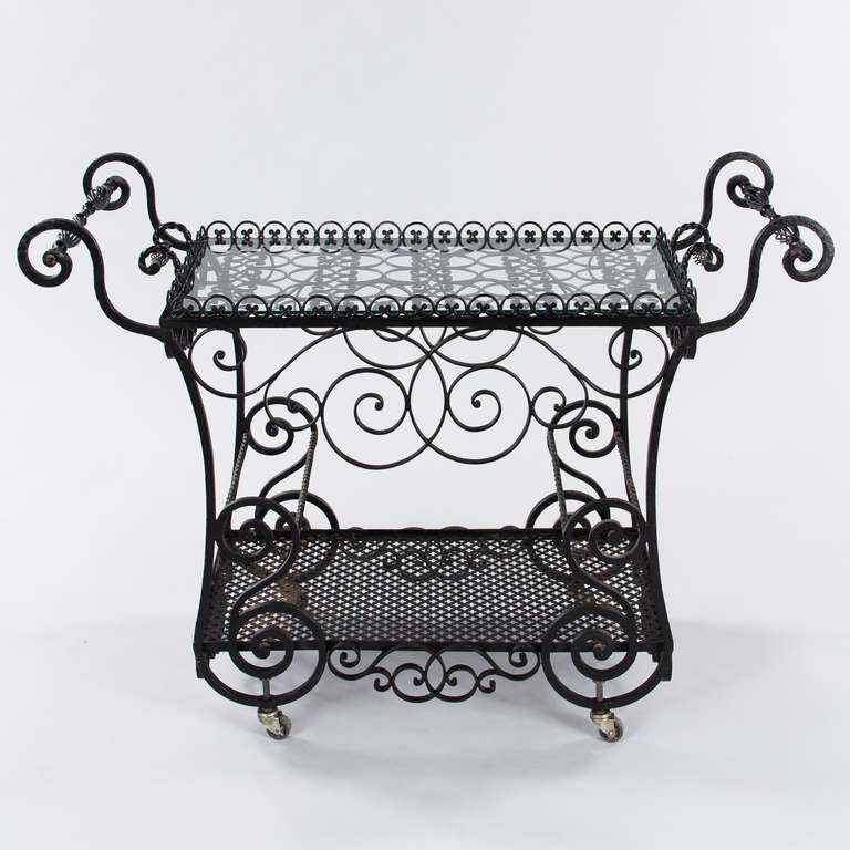 French Vintage Forged Iron Bar Cart 2