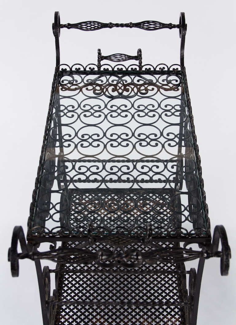 Mid-20th Century French Vintage Forged Iron Bar Cart