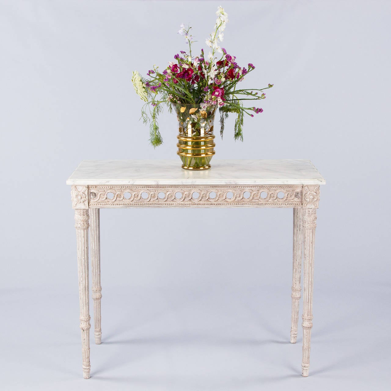 French Louis XVI Style Painted Console Table, Early 1900s 5