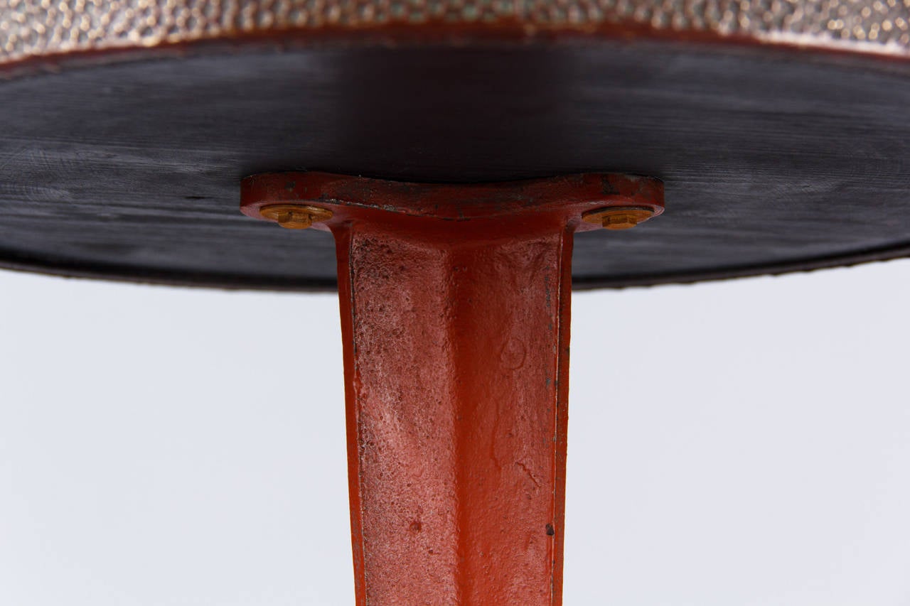 French Art Deco Bistro Table with Red Opaline Top, 1930s 4
