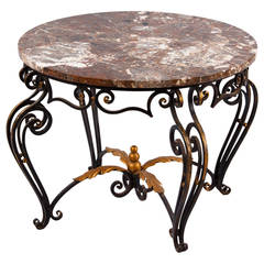 French Art Deco Iron and Marble Coffee Table by Robert Merceris, 1940s 7