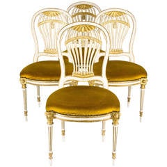 Antique Set of 4 French Louis XVI Style "Montgolfiere" Chairs, circa 1920s