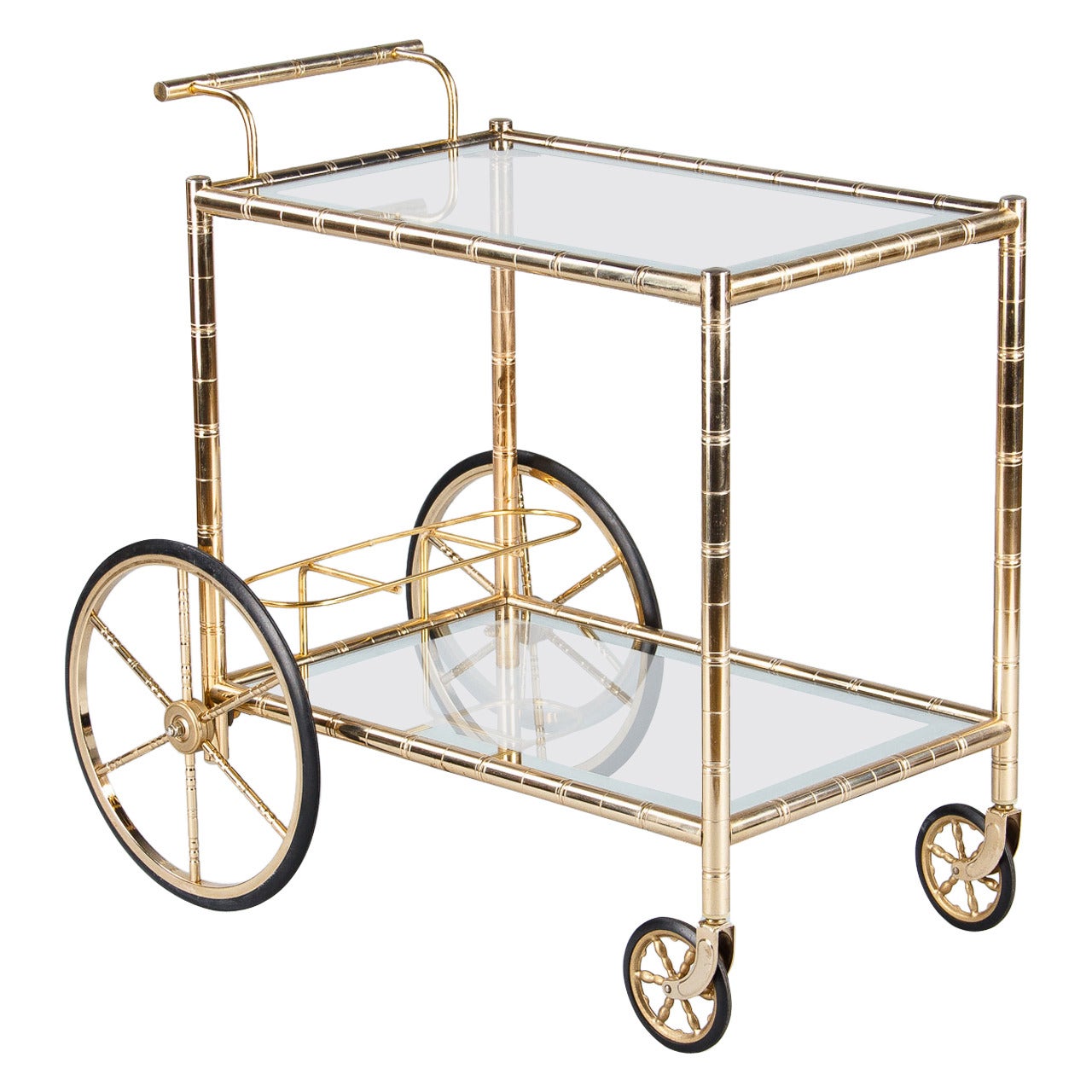 1960s Vintage French Brass Bar Cart