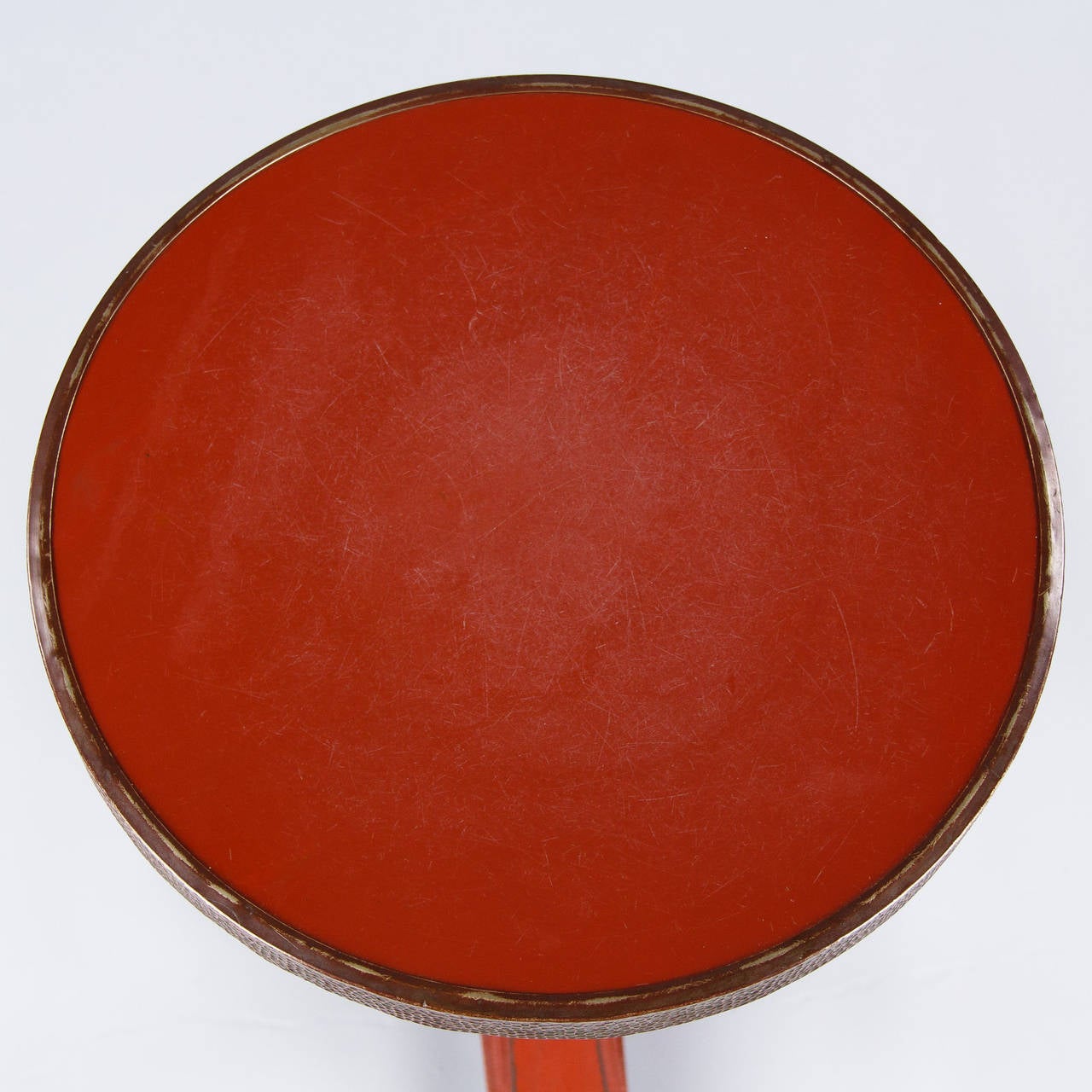 Painted French Art Deco Bistro Table with Red Opaline Top, 1930s