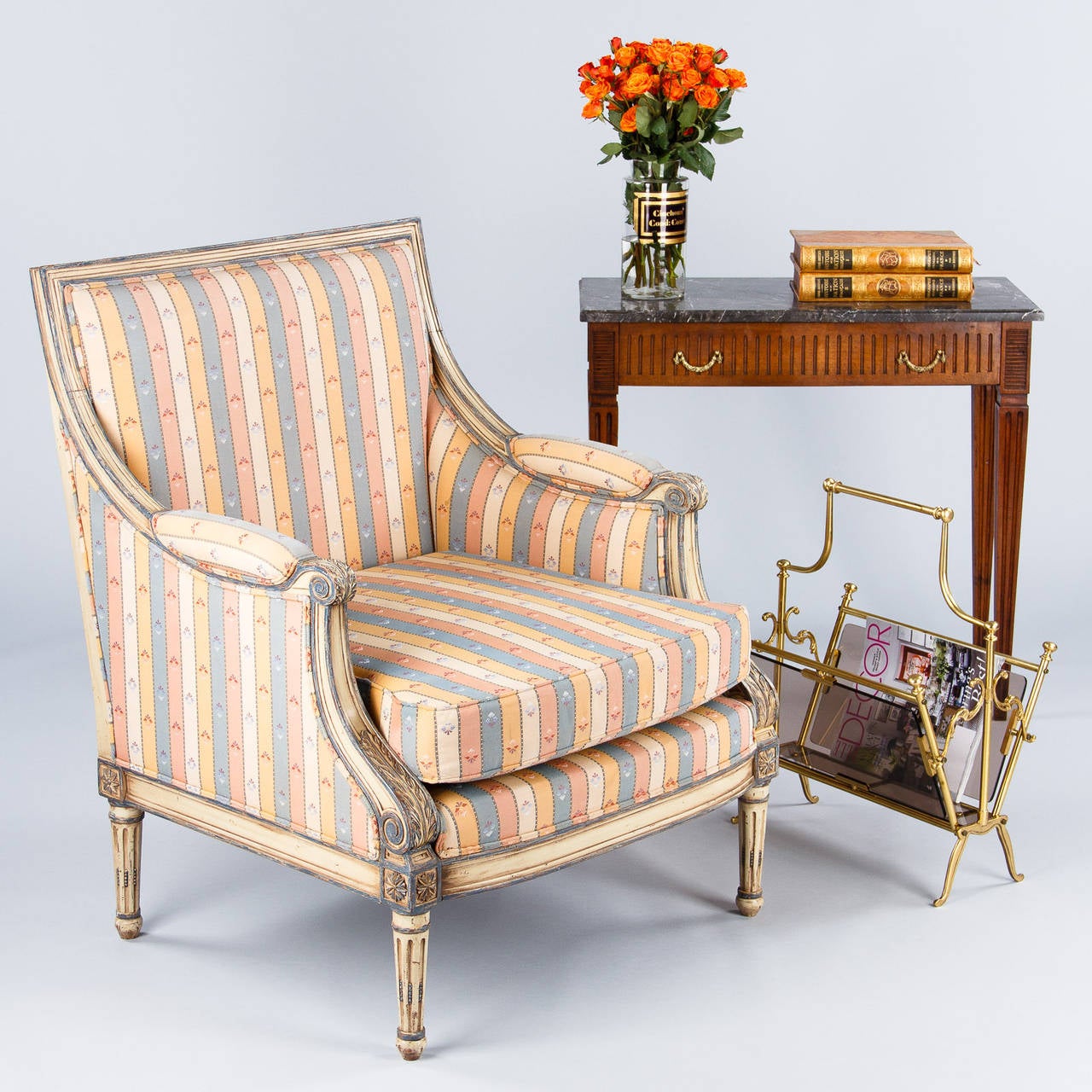 French Louis XVI Style Marquise Armchair, 1950s 1