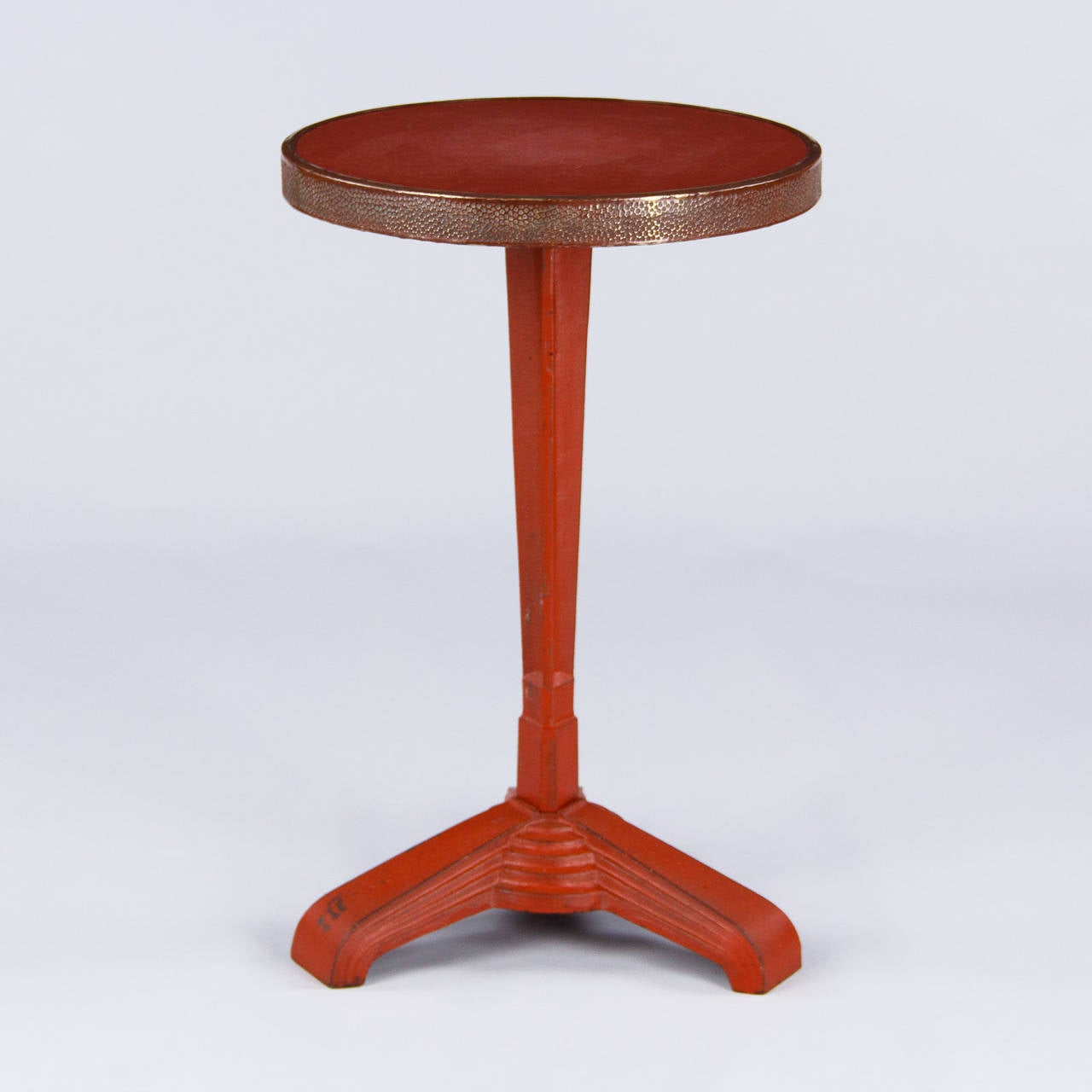 Mid-20th Century French Art Deco Bistro Table with Red Opaline Top, 1930s