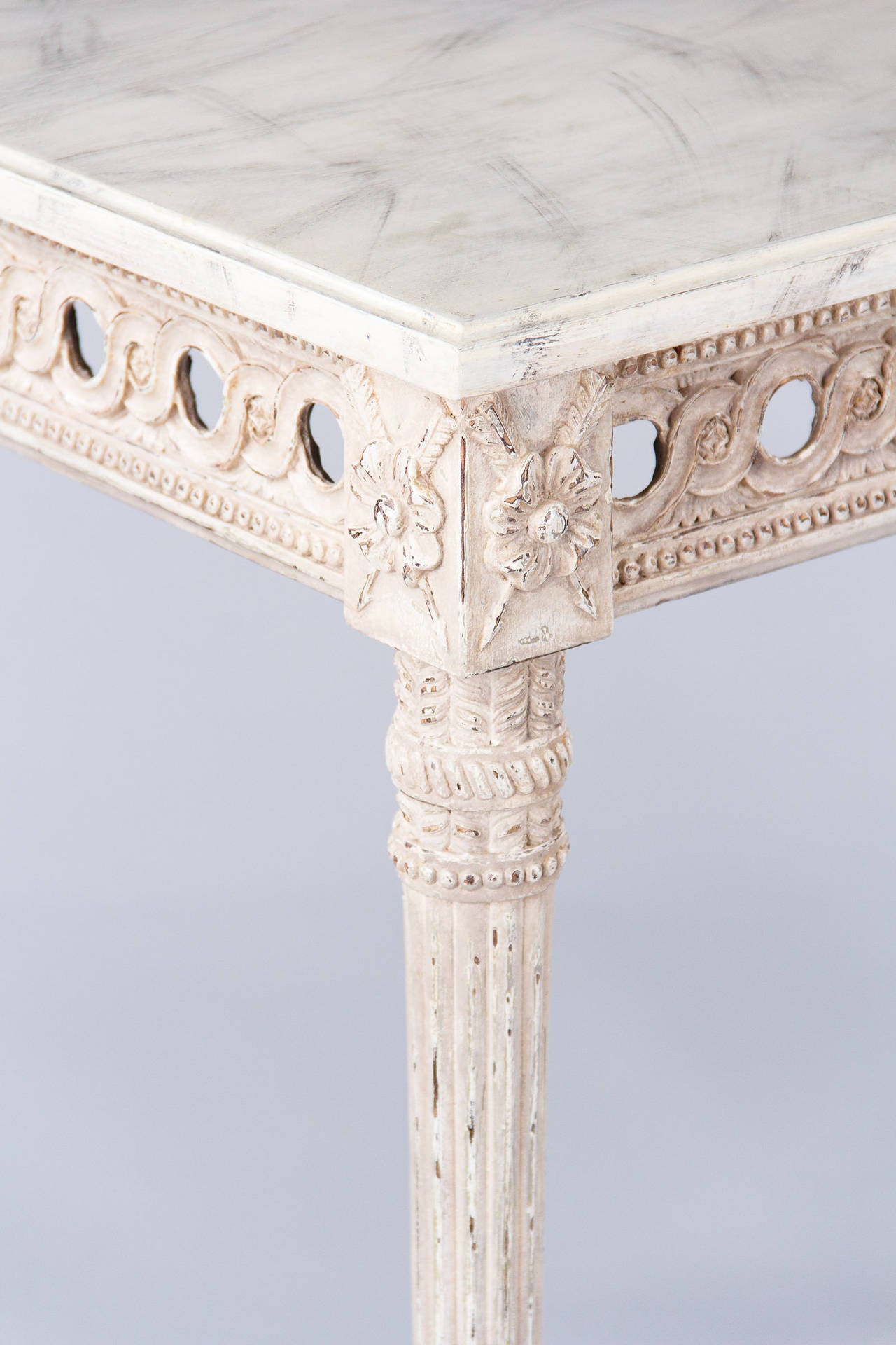 French Louis XVI Style Painted Console Table, Early 1900s 2