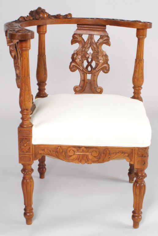 19th Century French Renaissance Style Corner Chair