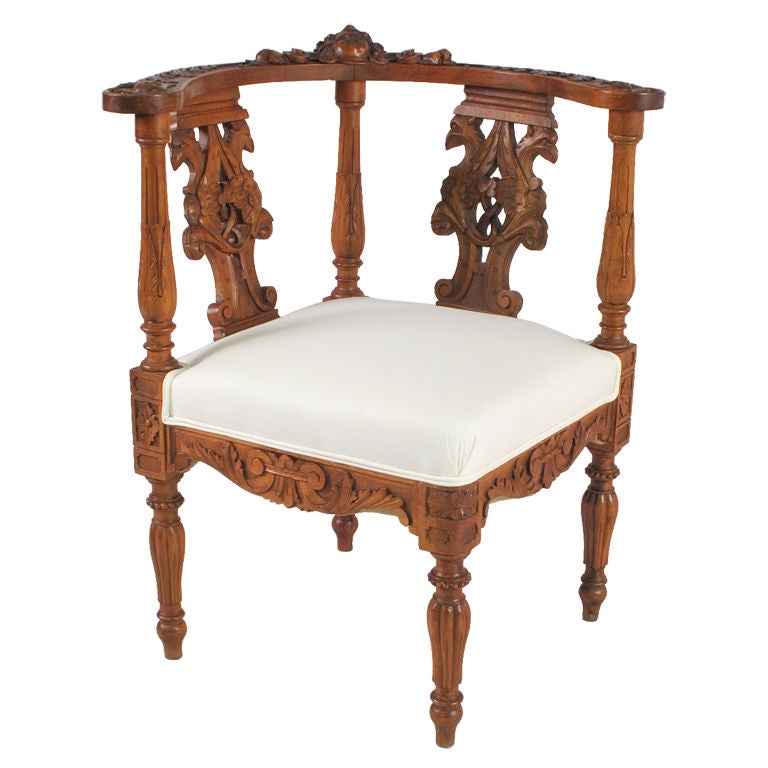 French Renaissance Style Corner Chair at 1stDibs
