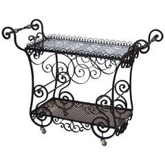 French Vintage Forged Iron Bar Cart