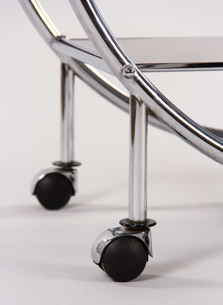 French Vintage Italian Chrome and Glass Bar Cart, 1970s