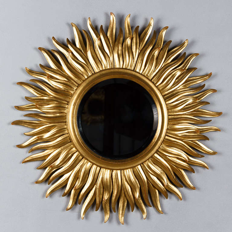 French Vintage Giltwood Sunburst Mirror 3