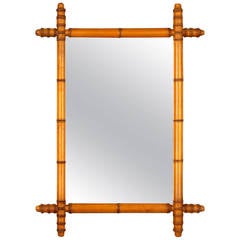 French Faux Bamboo Mirror, Early 1900s
