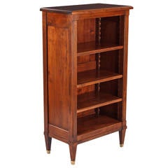 Antique 1920s French Directoire Style Walnut Bookshelf or Display Cabinet