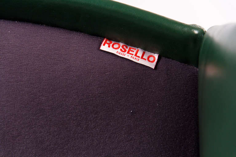 Set of Four Green Leather Armchairs by Rosello 3
