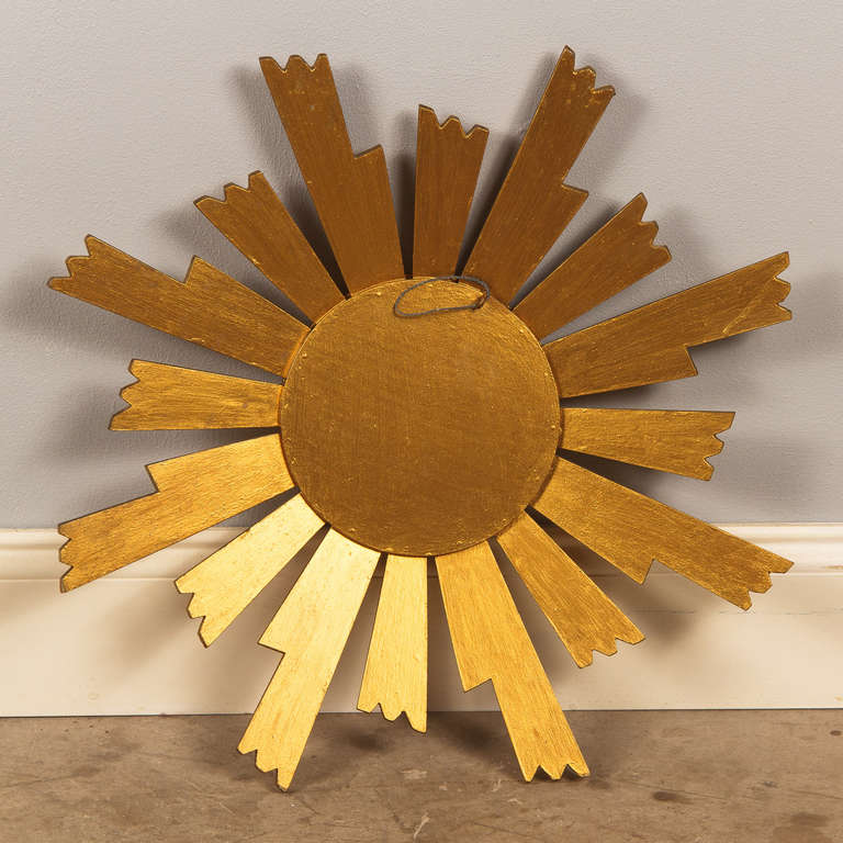 French Vintage Giltwood Sunburst Mirror, 1950s 3