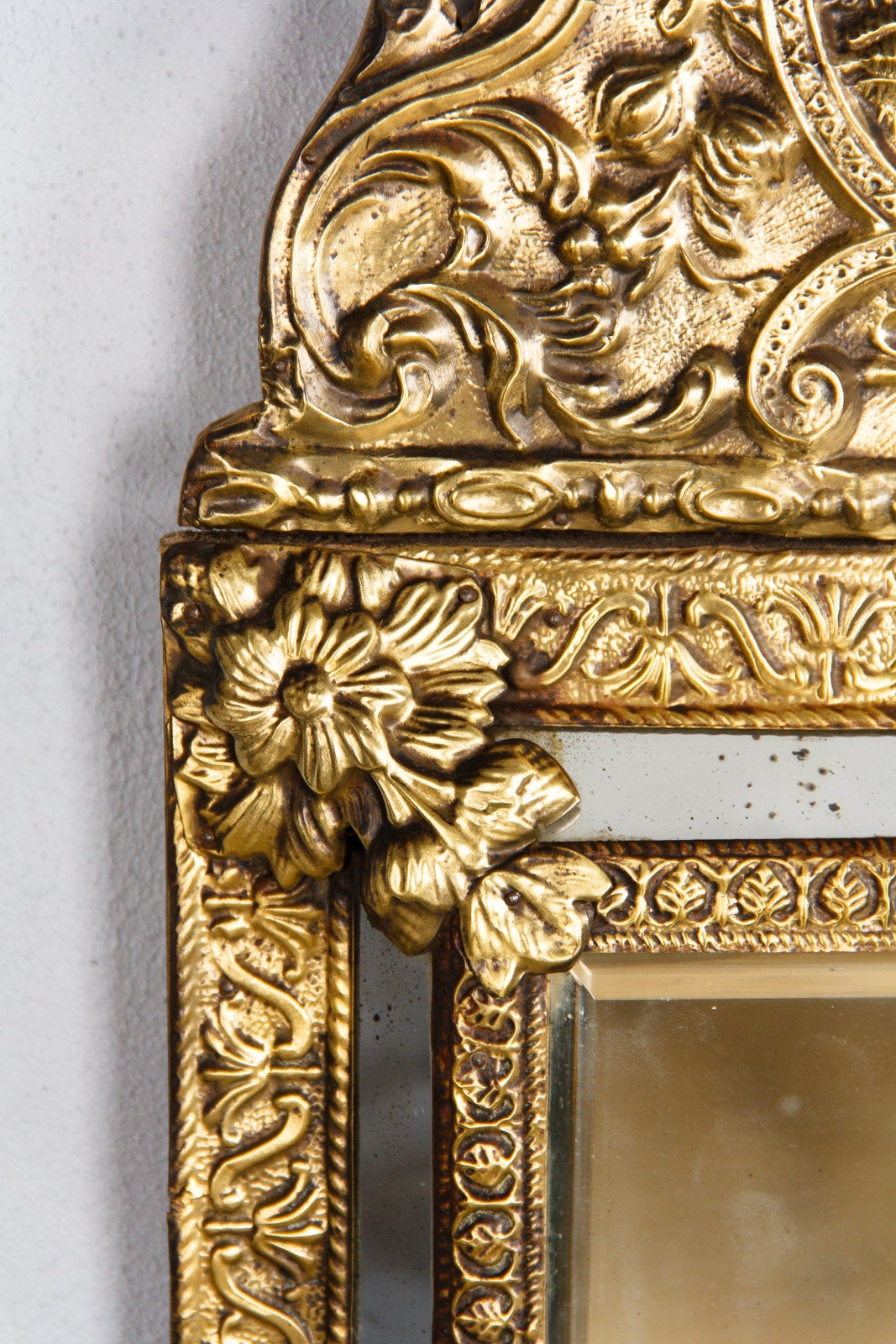 Gilt French Napoleon III Gilded Metal Repousse Mirror, 1870s