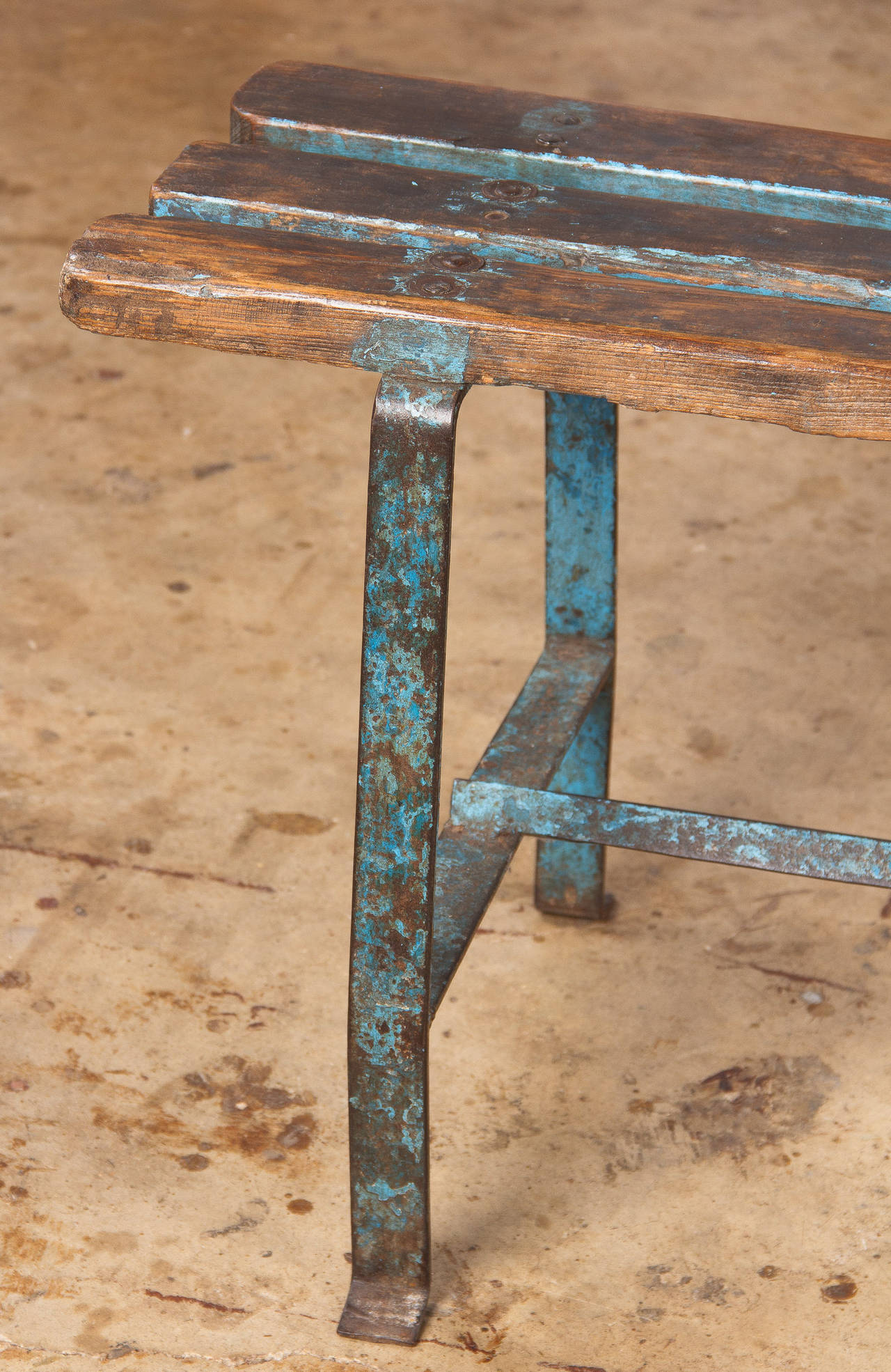 Pair of French Vintage Painted Benches, circa 1940s 1