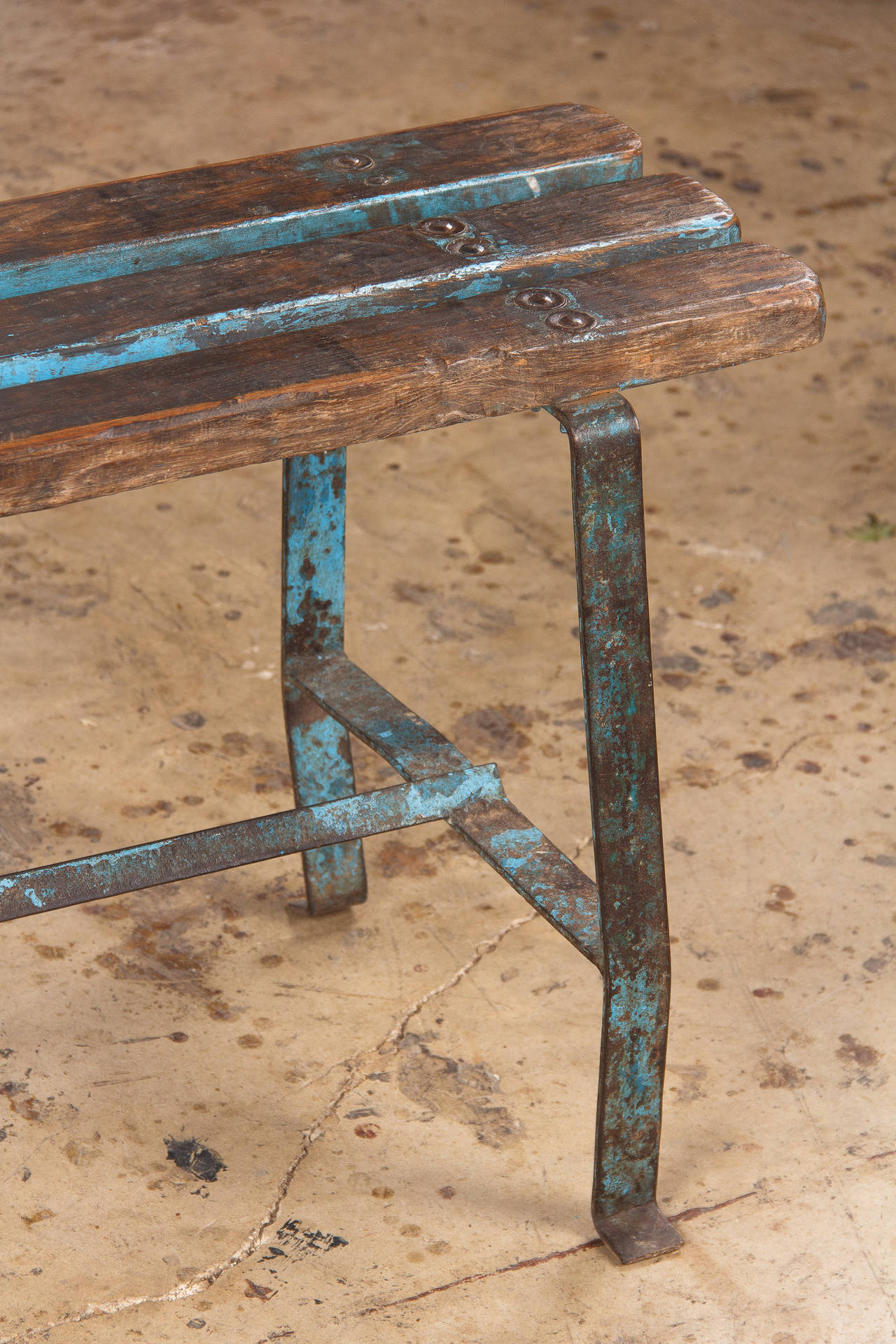 Pair of French Vintage Painted Benches, circa 1940s 2