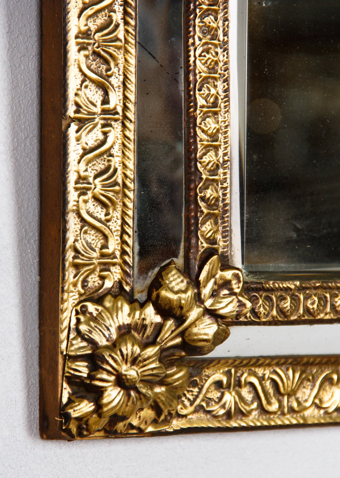 French Napoleon III Gilded Metal Repousse Mirror, 1870s 2