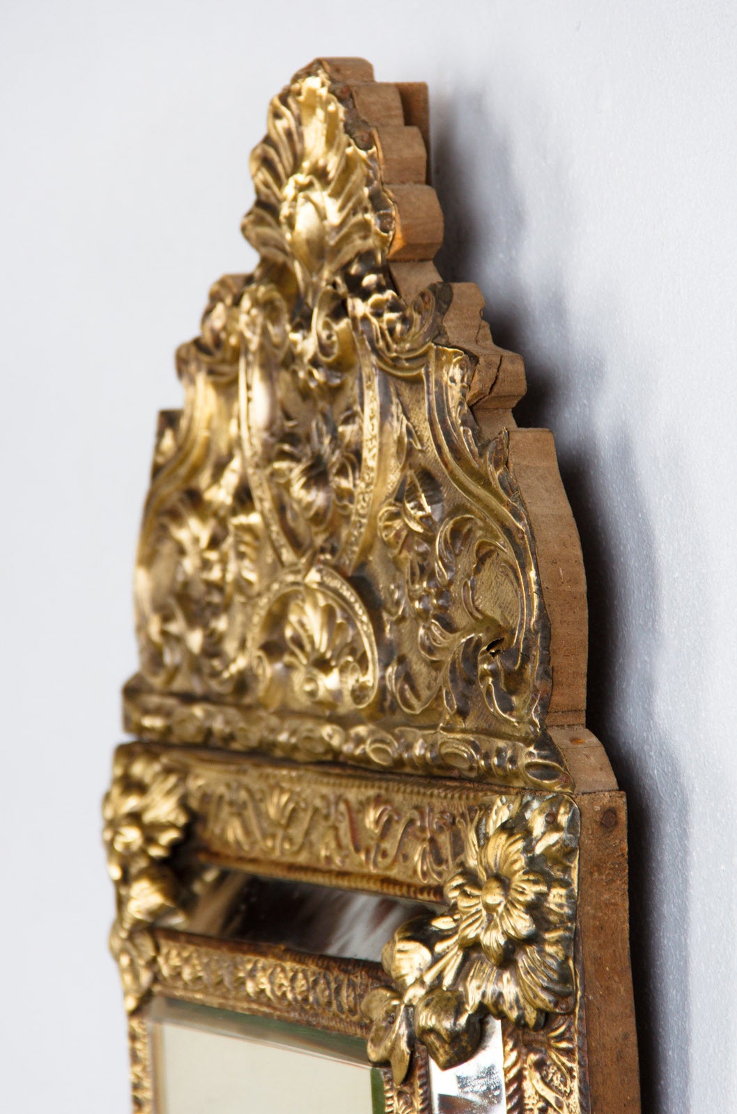 French Napoleon III Gilded Metal Repousse Mirror, 1870s 3