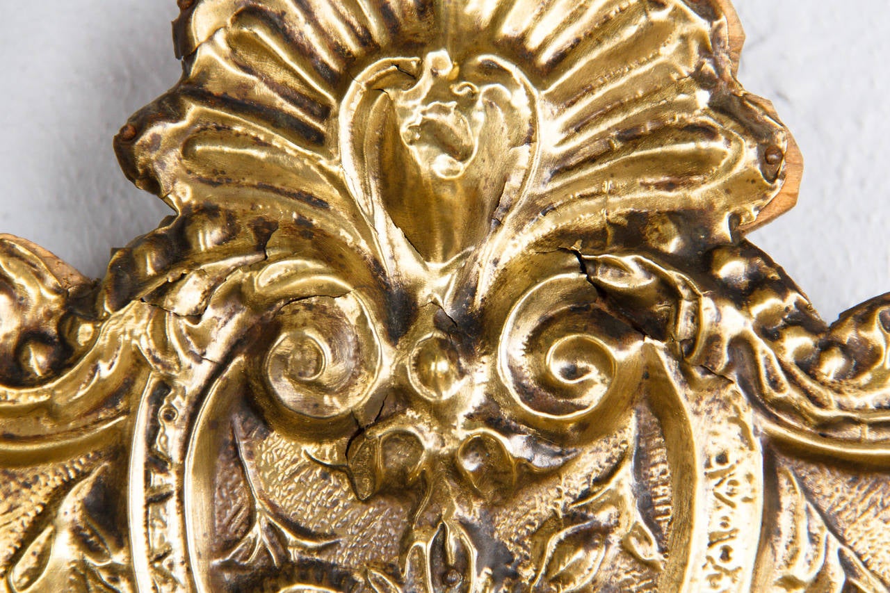 French Napoleon III Gilded Metal Repousse Mirror, 1870s 4