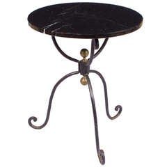 French Iron Gueridon With Marble Top French Iron Gueridon With Marble Top