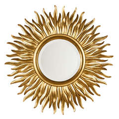 French Vintage Giltwood Sunburst Mirror
