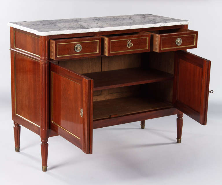 Louis XVI Style Sideboard with Marble Top In Good Condition In Austin, TX