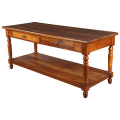 French Louis Philippe Silk Trader's Walnut Table, Late 1800s