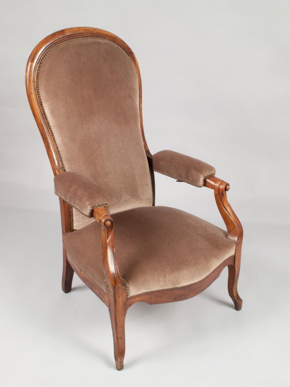 French Faux-Pair of Voltaire Armchairs