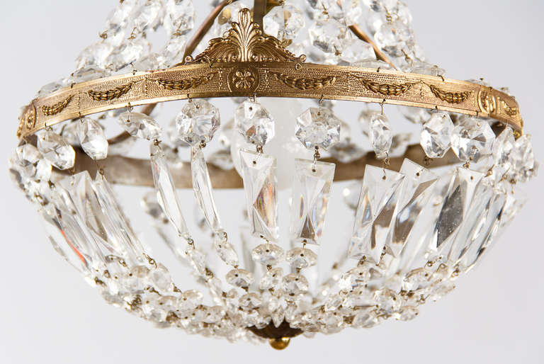 French Empire Style Montgolfier Crystal Chandelier, 1920s In Excellent Condition In Austin, TX