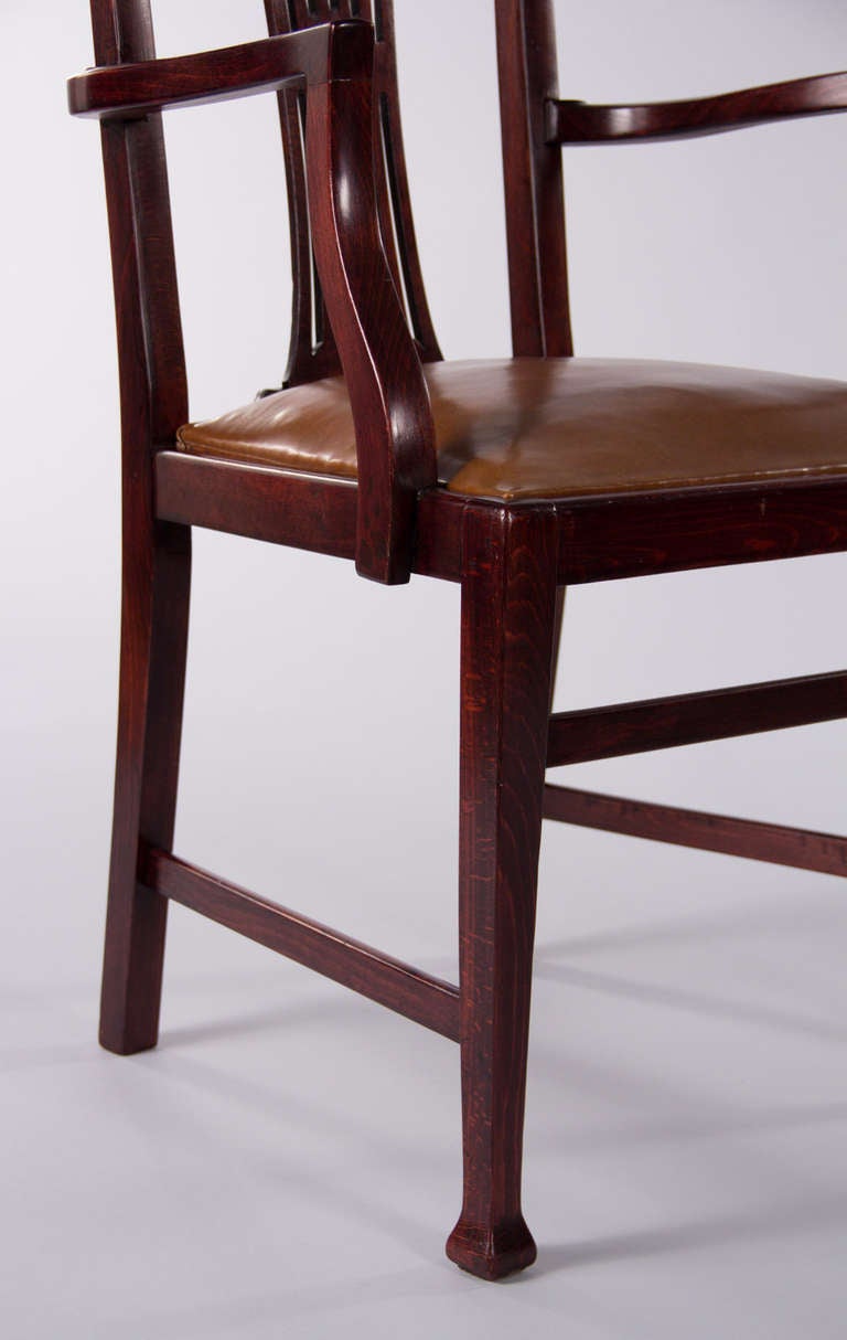 Pair of 1940s French Mahogany Desk Armchairs with Leather Seats 4