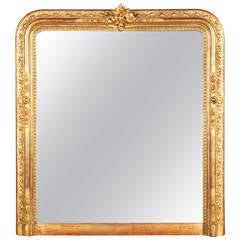 French Napoleon III Gold Leaf Mantel Mirror, 1870s