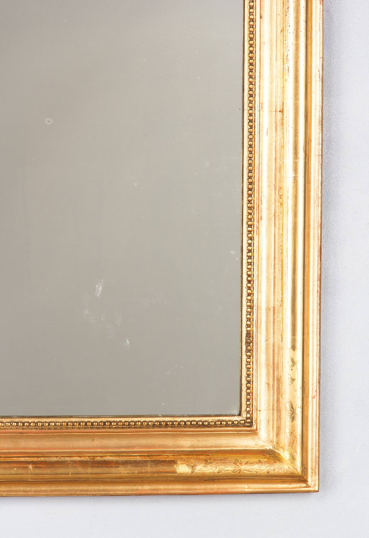 19th Century French Louis Philippe Gold Leaf Mirror In Excellent Condition In Austin, TX