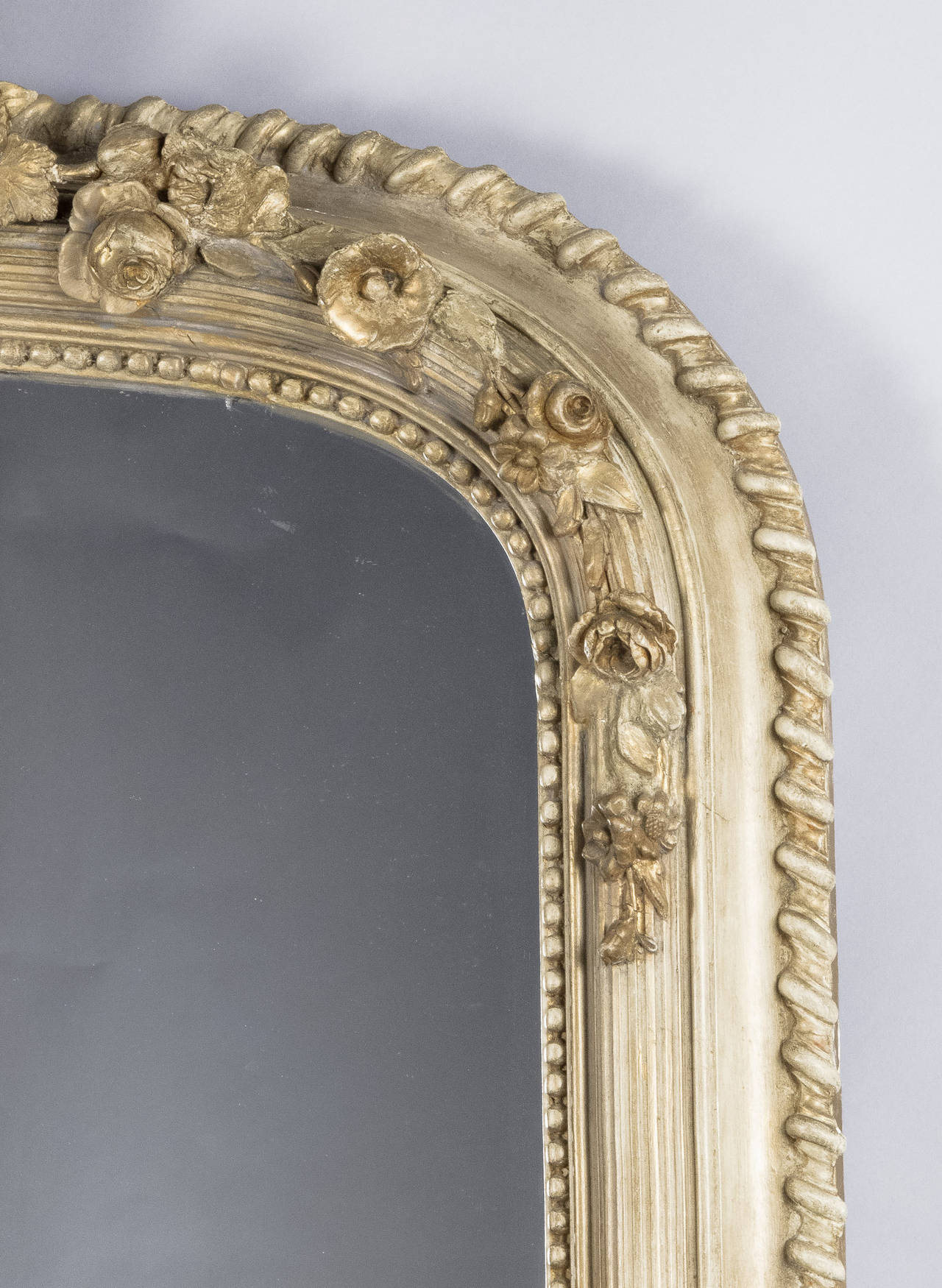 Glass French Napoleon III Full-Length Painted Mirror, circa 1870s