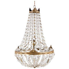 Antique French Empire Style Montgolfier Crystal Chandelier, 1920s