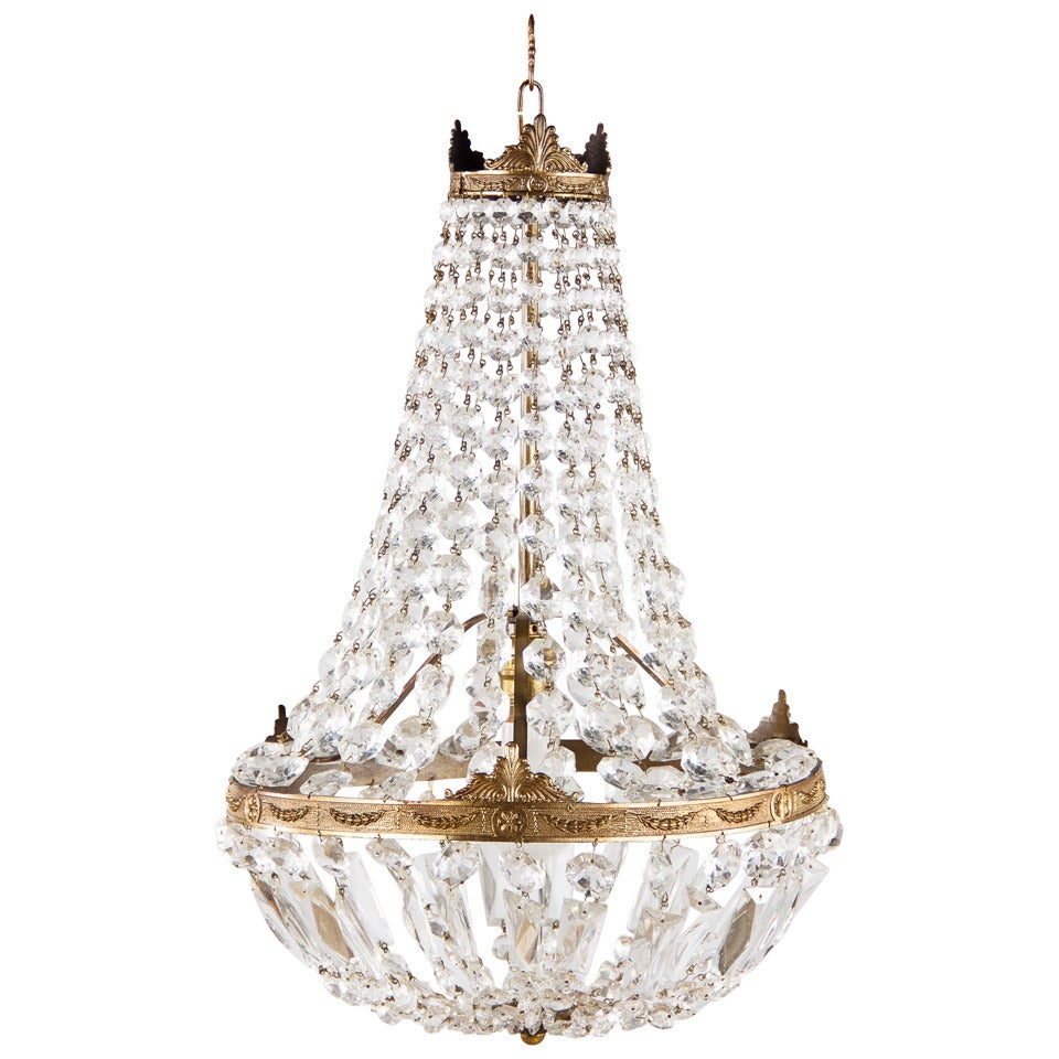 French Empire Style Montgolfier Crystal Chandelier, 1920s