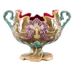Art Nouveau Barbotine Ceramic Vase