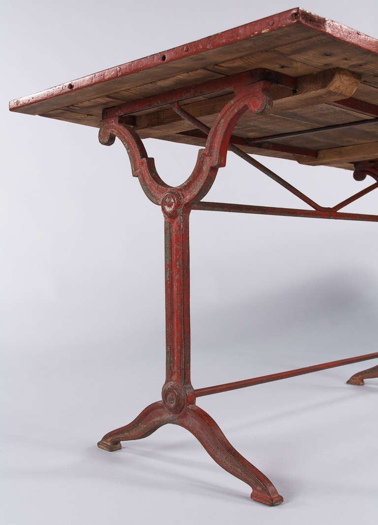 French Red and Black Bistro Restaurant Table, 1920s 4