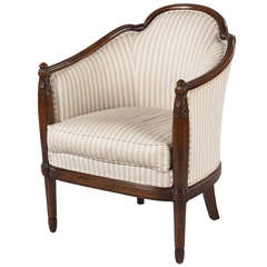 French Art Deco Mahogany Armchair, 1930s