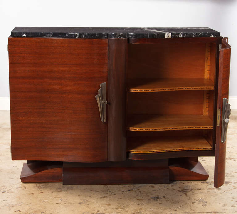 French Art Deco Rosewood Buffet with Marble Top, 1930s In Good Condition In Austin, TX