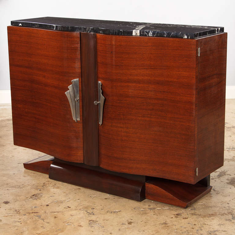 French Art Deco Rosewood Buffet with Marble Top, 1930s 1