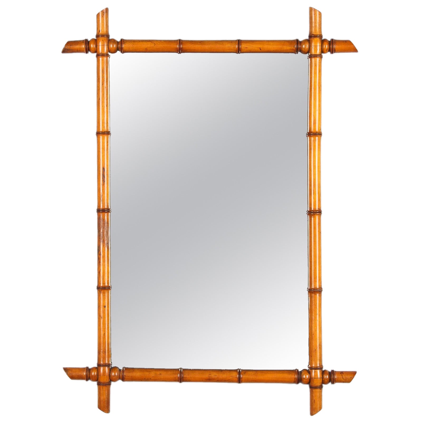 French Faux-Bamboo Style Mirror, circa 1920s