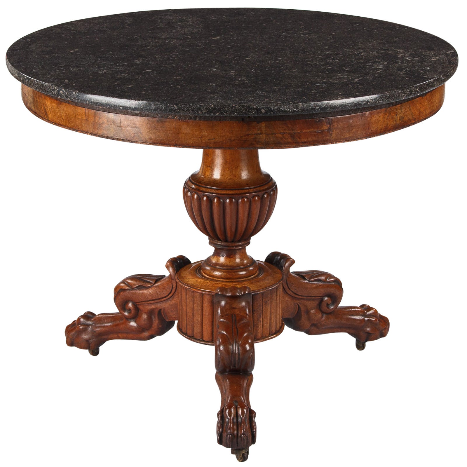 French Napoleon III Marble-Top Pedestal Table, 1870s