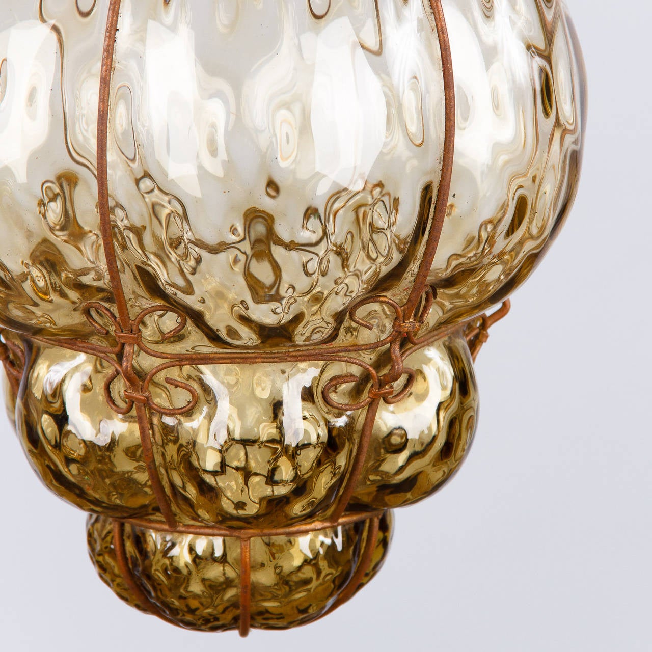 1940s Handblown Amber Murano Glass Lantern In Good Condition In Austin, TX