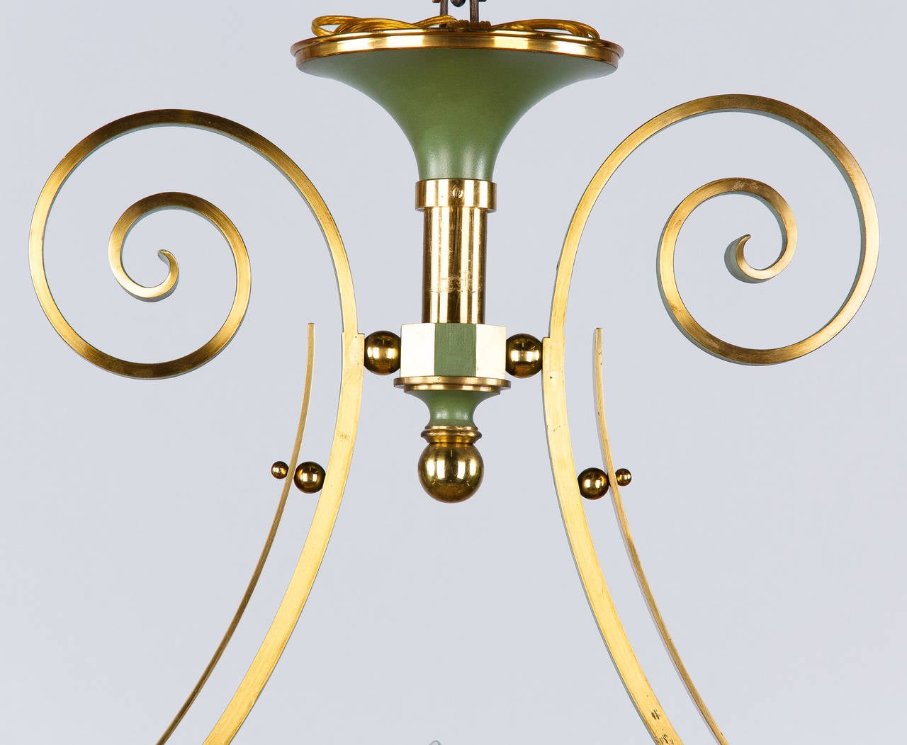 French Midcentury Metal and Brass Chandelier, 1950s 1