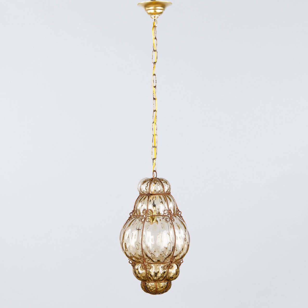 1940s Handblown Amber Murano Glass Lantern 3