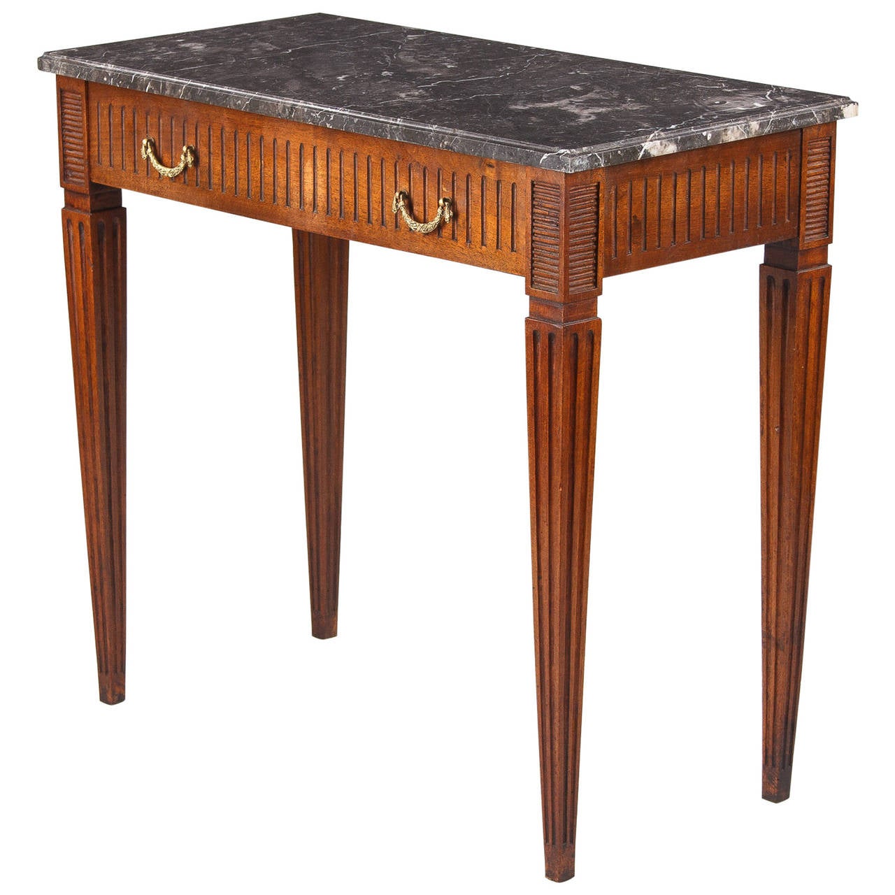 French Louis Xvi Style Cherrywood Side Table With Marble Top 1900s French Louis Xvi Style Cherrywood Side Table With Marble Top 1900s For